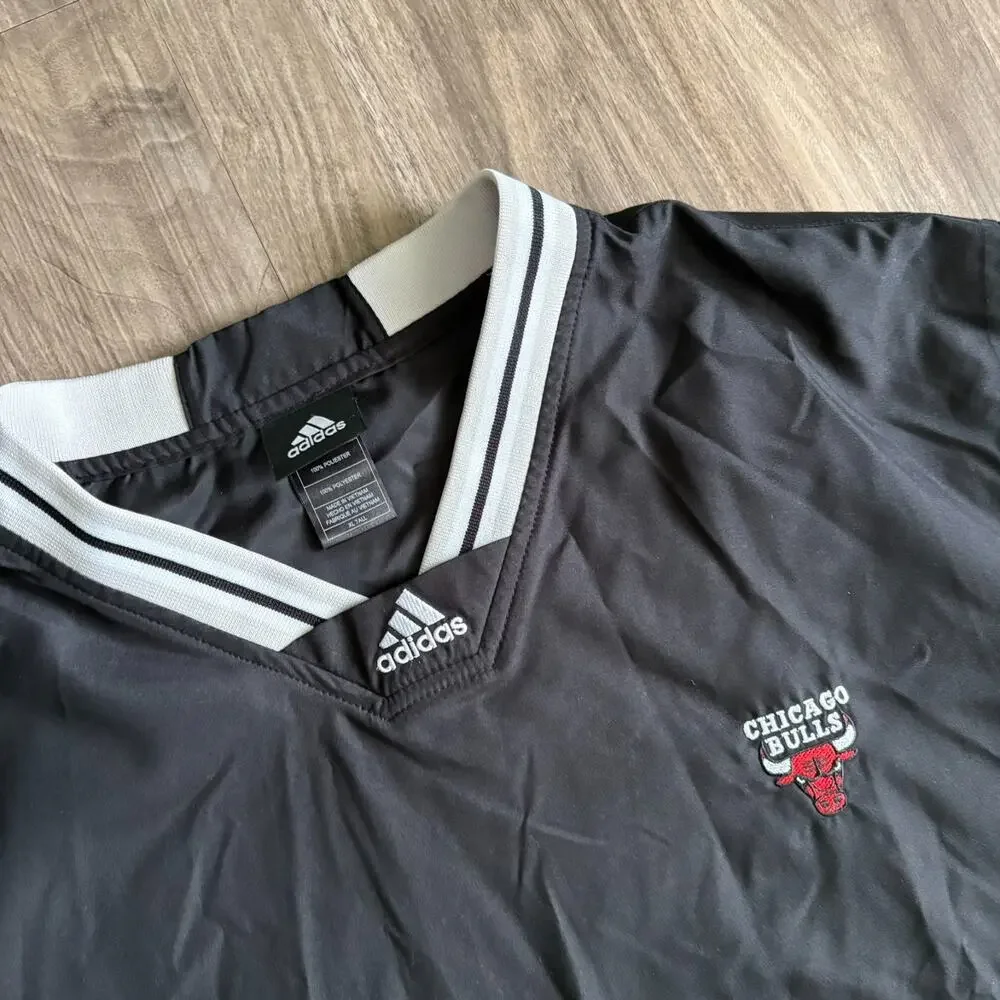 Adidas Chicago Bulls Pullover Windbreaker Jacket Black Size XL Tall Team Issue